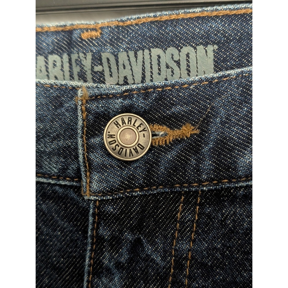 Harley-Davidson Mens Straight Leg Indigo Blue Denim Jeans 42x34 Biker Rider - Picture 2 of 7